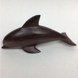 Hand Carved Wooden Dolphin in CocoBolo wood Art Sculpture Small 8”